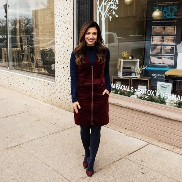 VERONICA BEARD Burgundy Corduroy Orial Zip Front Mini Dress Size 2 - Picture 5 of 10